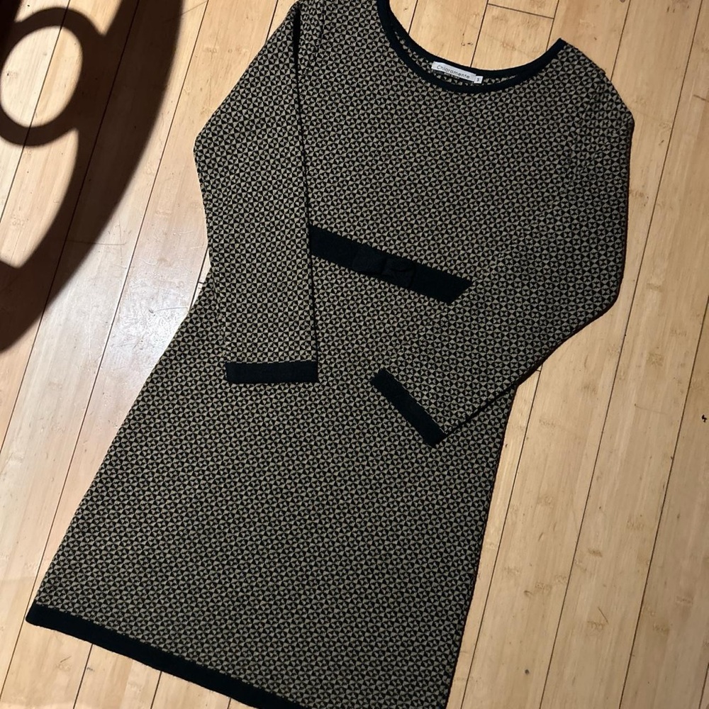 Chiaramente Made in Italy bow tie patterned sweater dress